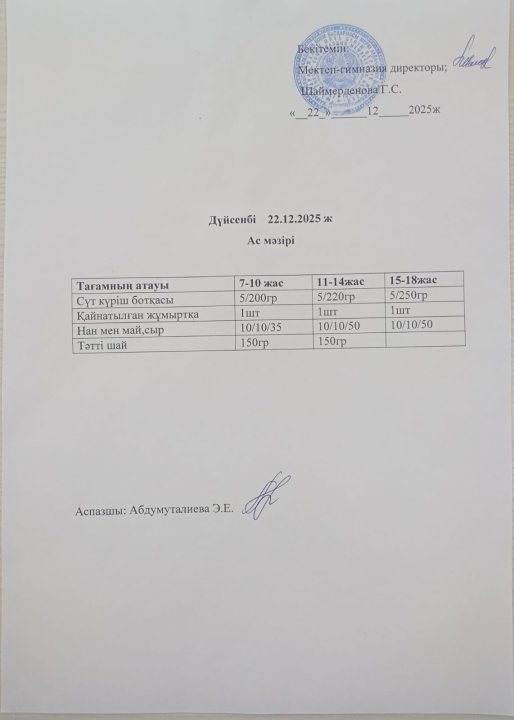 Ас мәзірі