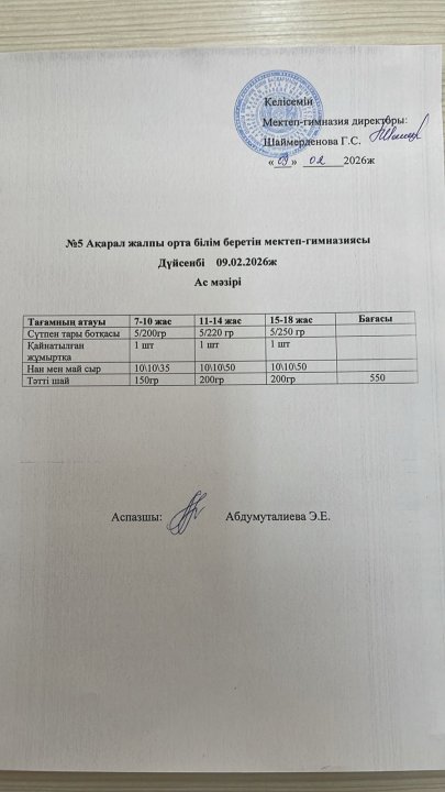 Ас мәзірі