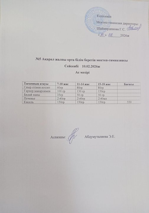 Ас мәзірі