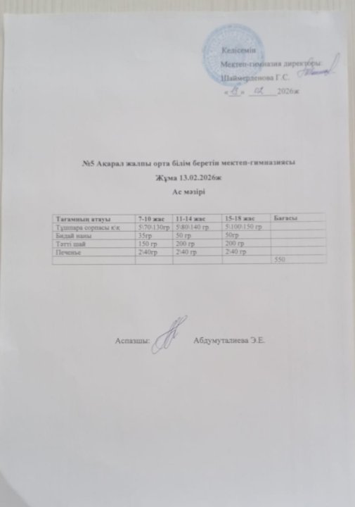 Ас мәзірі