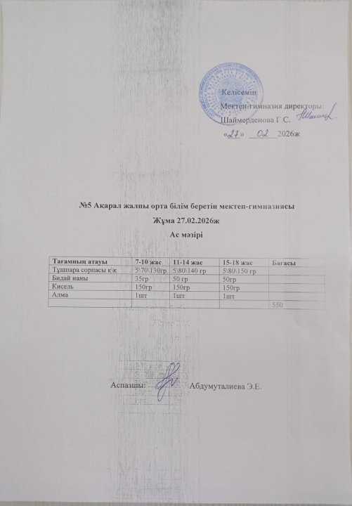 Ас мәзірі