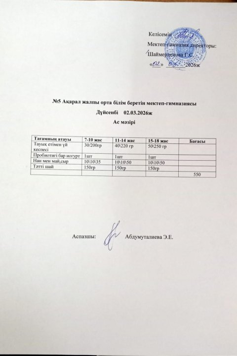Ас мәзірі
