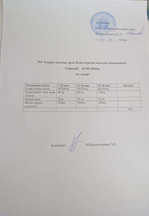 Ас мәзірі
