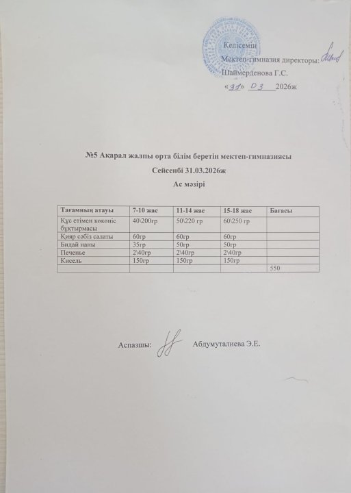 Ас мәзірі