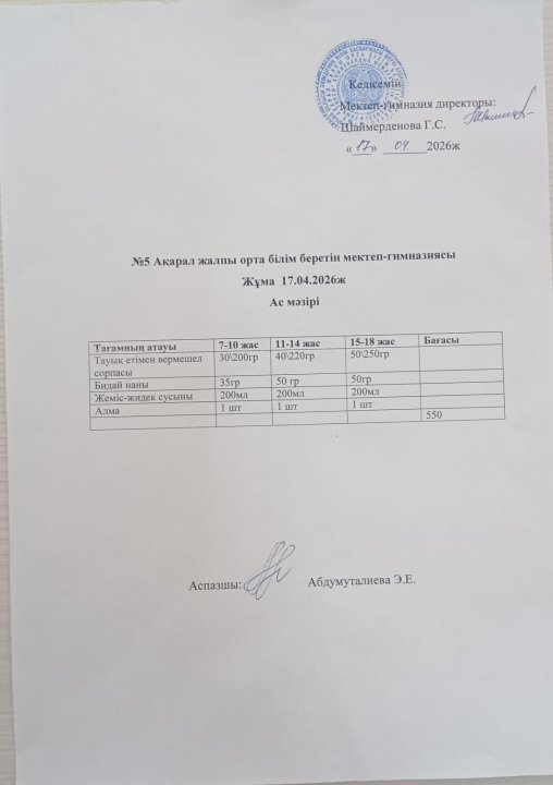 Ас мәзірі